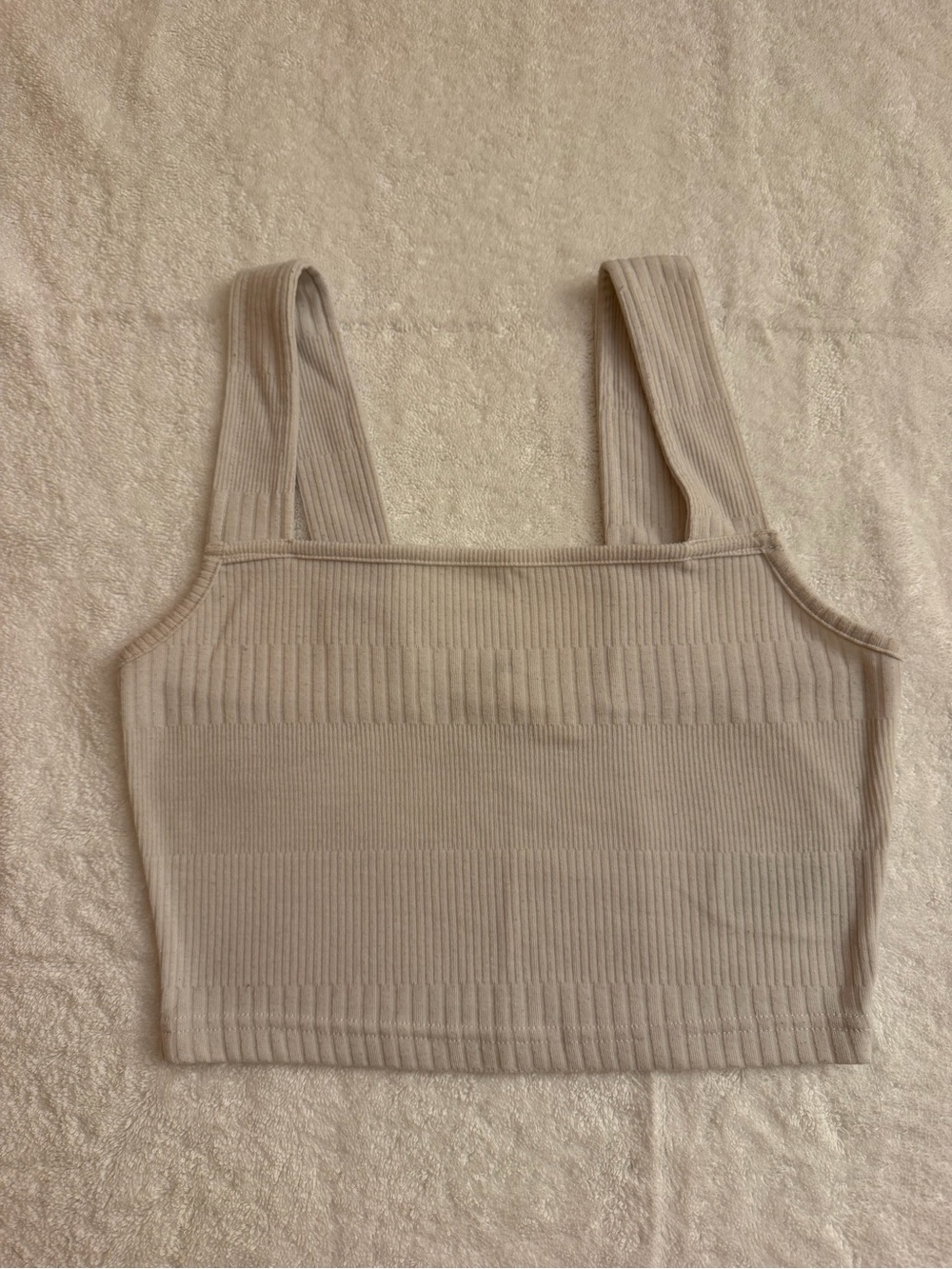 Roxy Ribbed Square-Neck Crop Tank Top - Beige